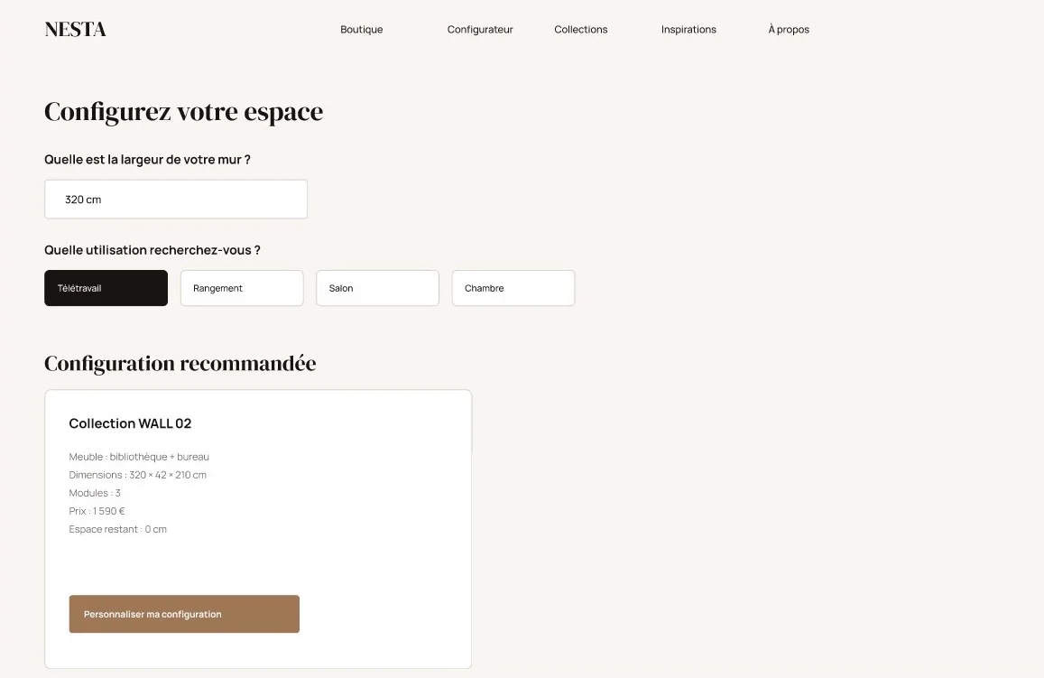 Configurateur du prototype NESTA